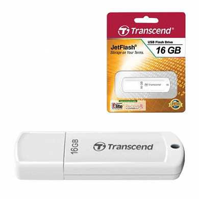 Флэш-диск 16 GB, TRANSCEND Jet Flash 370, USB 2.0, белый, TS16GJF370 (арт. 510972)
