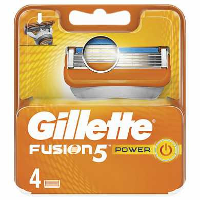 Сменные кассеты для бритья 4 шт., GILLETTE (Жиллет) "Fusion Power", для мужчин (арт. 602826)