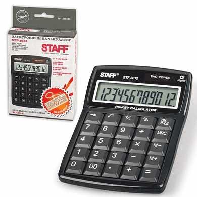Калькулятор STAFF настольный STF-3012, 12 разрядов, двойное питание, компьютерные клавиши, 141х107мм (арт. 250288)