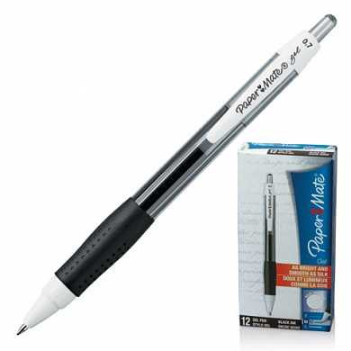 Ручка гелевая автоматическая PAPER MATE "PM Gel", корпус тонированный черный, узел 1 мм, линия 0,7 мм, черная, S0903210 (арт. 141935)