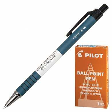 Ручка шариковая масляная автоматическая PILOT, корпус синий, узел 0,7 мм, линия 0,32 мм, синяя, BPRK-10M (арт. 141862)