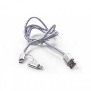 Кабель Harper USB(A) штекер - Lightning (iPhone 5/6/7) + microUSB, 1м, серебро, BRCH-410 SILVER (арт. 618445)