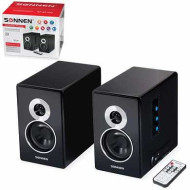 Колонки компьютерные bluetooth SONNEN SP-BT100, 2х15 W, 2.0, дерево, двухполосные, черные, USB, SD, 511335 (арт. 511335)