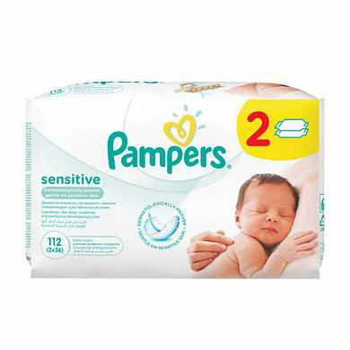 Салфетки влажные 112 шт. (56х2), PAMPERS (Памперс) "Sensitive", для нежного очищения, PA-81627614 (арт. 604825) купить в интернет-магазине ТОО Снабжающая компания от 5 292 T, а также и другие Влажные салфетки на сайте dulat.kz оптом и в розницу