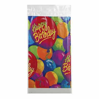 Скатерть полиэтилен, 140х260 см, "С днем рождения, шары", 1502-0522 (арт. 603723)