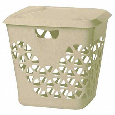 Корзина 45 л, с крышкой, для мусора/белья, прямоугольная, пластик, 43х37х47 см, бежевая, IDEA, М 2605 (арт. 602562)