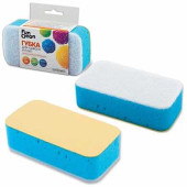 Губка бытовая для уборки FUN CLEAN двухсторонняя, абразив+искусственная замша, 4х14,5х7,5 см, 6381 (арт. 601231)