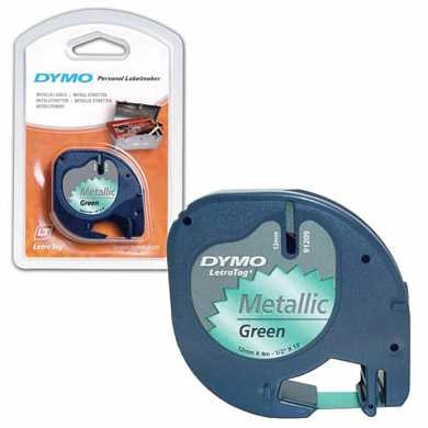 Картридж для принтеров этикеток DYMO LetraTag, 12 мм х 4 м, лента пластиковая, зеленый металлик, S0721740 (арт. 362125)