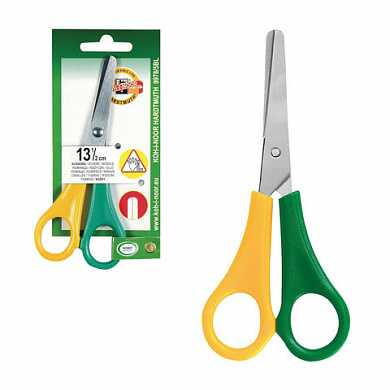 Ножницы KOH-I-NOOR, 135 мм, для левши, желто-зеленые ручки, картонная упаковка с подвесом, 9978001005BL (арт. 236169)