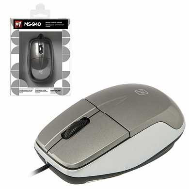 Мышь проводная DEFENDER MS-940, USB, 2 кнопки + 1 колесо-кнопка, оптическая, серая, 52942 (арт. 511891)