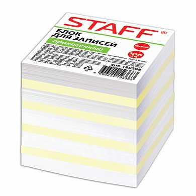 Блок для записей STAFF проклеенный, куб 9х9х9 см, цветной, чередование с белым, 129208 (арт. 129208)