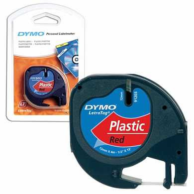 Картридж для принтеров этикеток DYMO LetraTag, 12 мм х 4 м, лента пластиковая, красная, S0721630 (арт. 362122)