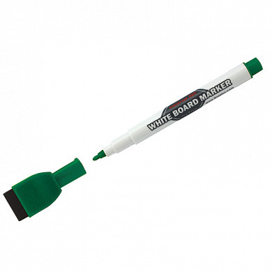Маркер для белых досок Line Plus "MiniMax-820" зеленый, пулевидный, 2мм, с магнитом и губкой (арт. WBM-MINIMAX820B)