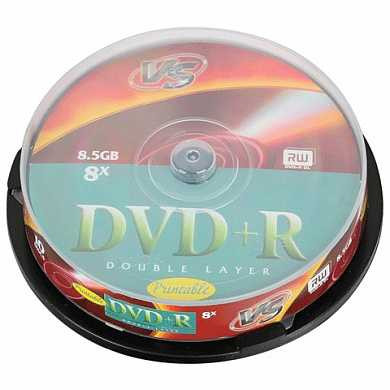 Диски DVD+R VS, 8,5 Gb, 8x, 10 шт., Cake Box, двухслойный, VSDVDPRDLCB1002 (арт. 511547)