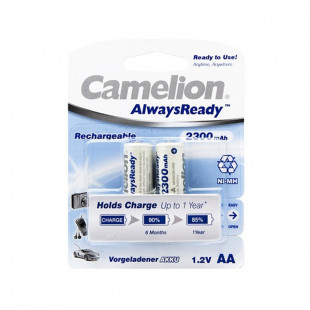 Аккумулятор Camelion AlwaysReady, пальчиковые AA, Ni-MH, 2300 mAh 1.2V, 2 шт