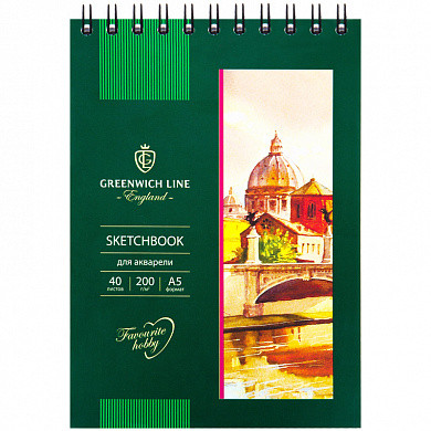 Скетчбук для акварели 40л. A5 на гребне Greenwich Line, 200г/м2 (арт. АЭ_23057) купить в интернет-магазине ТОО Снабжающая компания от 1 176 T, а также и другие Альбомы и бумага для графики и эскизов на сайте dulat.kz оптом и в розницу