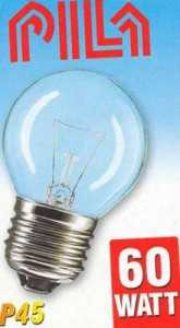 Лампа накаливания Pila P45 E27 60W Шар Прозрачная (арт. 1998)
