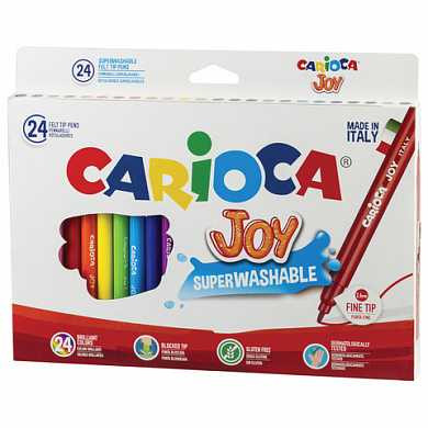 Фломастеры CARIOCA "Joy", 24 цвета, суперсмываемые, вентилируемый колпачок, картонная коробка, 40615 (арт. 150108)
