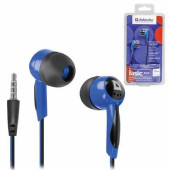 Наушники DEFENDER Basic 604, проводные, 1,2 м, вкладыши, черные с голубым, 63608 (арт. 511711)
