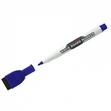 Маркер для белых досок Line Plus "MiniMax-820" синий, пулевидный, 2мм, с магнитом и губкой (арт. WBM-MINIMAX820B)