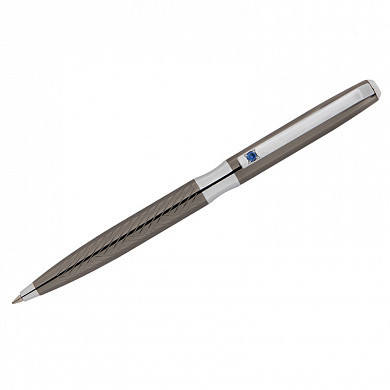 Ручка шариковая Delucci "Taglia" синяя, 1,0мм, корпус оружейный металл/серебро, с кристалл, подар.уп (арт. 271140)