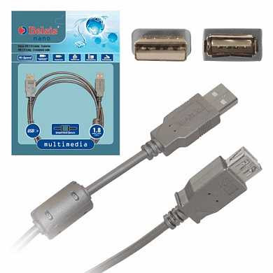 Кабель USB 2.0 AM-AF, BELSIS, 1,8 м, удлинитель USB-порта, 1 фильтр, BW1401 (арт. 510377)
