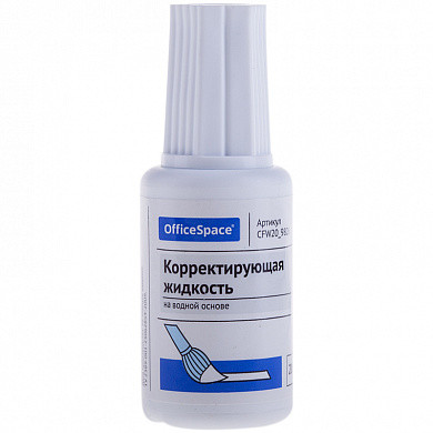 Корректирующая жидкость OfficeSpace, 20мл, водная, с кистью (арт. CFW20_9826) купить в интернет-магазине ТОО Снабжающая компания от 343 T, а также и другие Штрихи-корректоры на сайте dulat.kz оптом и в розницу