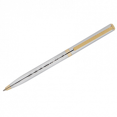 Ручка шариковая Delucci "Tempo", синяя, 1,0мм, корпус серебро/золото, поворот., подар.уп. (арт. CPs_11415)