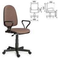 Кресло оператора "Престиж", регулируемая спинка, с подлокотниками, коричневое (арт. 530565)