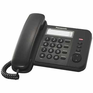 Телефон PANASONIC KX-TS2352RUB, черный, память 3 номера, повторный набор, тональный/импульсный режим, индикатор вызова (арт. 260337)