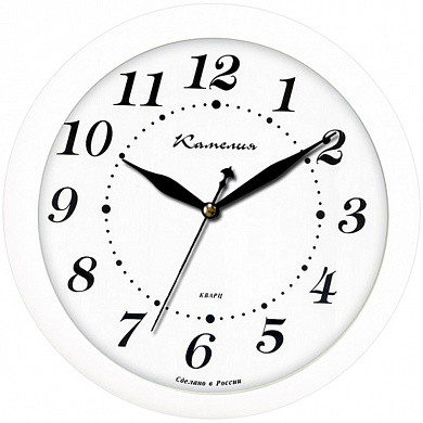 Часы настенные ход плавный, Камелия "Классика в белом", круглые, 29*29*3,5, белая рамка (арт. 2031)