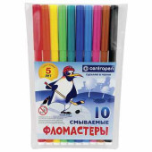 Фломастеры CENTROPEN, 10 цветов, "Пингвины", смываемые, вентилируемый колпачок, полибег, 7790/10 (арт. 150055)