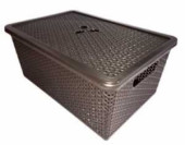 Корзина с крышкой BranQ Natural Style, универсальная, прямоугольная, 15л, венге, BQ4022 (арт. 602177)