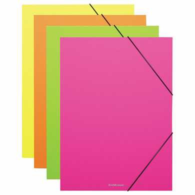 Папка-короб на резинках ERICH KRAUSE "Neon", А4, 30 мм, до 300 листов, 600 мкм, неоновая, ассорти, 42999 (арт. 227674)