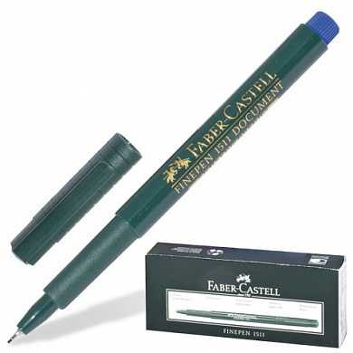 Ручка капиллярная FABER-CASTELL "Finepen 1511", корпус зеленый, толщина письма 0,4 мм, синяя, FC151151 (арт. 140994)