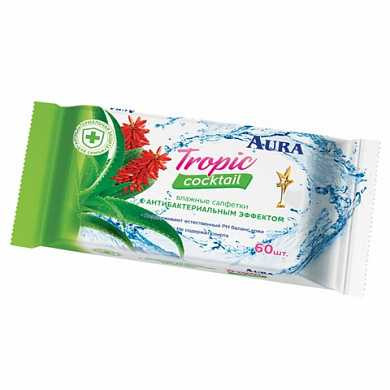 Салфетки влажные AURA "Tropic cocktail", 60 шт., универсальные очищающие, 6390 (арт. 127488) купить в интернет-магазине ТОО Снабжающая компания от 686 T, а также и другие Влажные салфетки на сайте dulat.kz оптом и в розницу