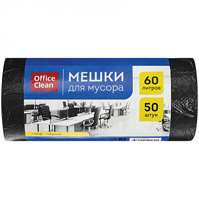 Мешки для мусора 60л OfficeClean ПНД, 58*68см, 7мкм, 50шт., черные, в рулоне (арт. 243965/А) купить в интернет-магазине ТОО Снабжающая компания от 1 078 T, а также и другие Мешки для мусора на сайте dulat.kz оптом и в розницу
