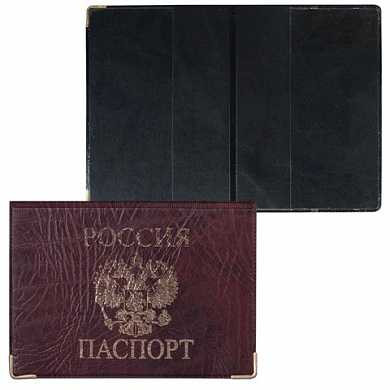 Обложка "Паспорт России", ПВХ "под кожу", печать "золотом", с металлическими уголками, ОД-01 (арт. 230849)