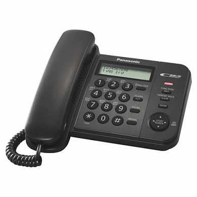 Телефон PANASONIC KX-TS2356RUB, черный, память 50 номеров, АОН, ЖК-дисплей с часами, тональный/импульсный режим (арт. 260339)