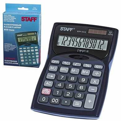 Калькулятор STAFF настольный STF-7212, 12 разрядов, двойное питание, 150х100 мм (арт. 250189) купить в интернет-магазине ТОО Снабжающая компания от 5 537 T, а также и другие Калькуляторы настольные на сайте dulat.kz оптом и в розницу