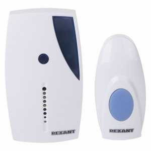 Звонок беспроводной Rexant RX-3, питание R6х2 + 23Ах1, 4 уровня громкости, 36 мелодий, 80м, кнопка, IP64, белый, 73-0030 (арт. 608416)