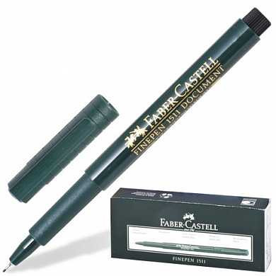 Ручка капиллярная FABER-CASTELL "Finepen 1511", корпус зеленый, толщина письма 0,4 мм, черная, FC151199 (арт. 140995)