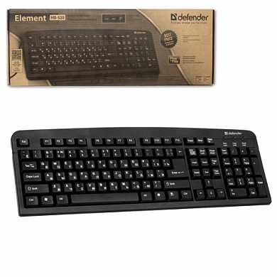 Клавиатура проводная DEFENDER Element HB-520, PS/2, 104 клавиши+3 дополнительные клавиши, черная, 45520 (арт. 511082)