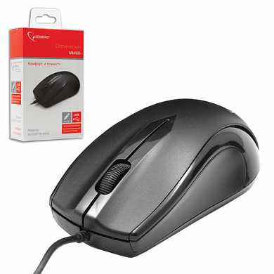 Мышь проводная GEMBIRD MUSOPTI9-905U, USB, 2 кнопки + 1 колесо-кнопка, оптическая, черная (арт. 512008)