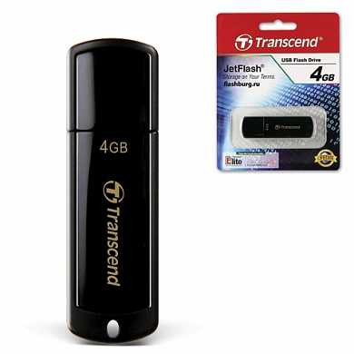 Флэш-диск 4 GB, TRANSCEND Jet Flash 350, USB 2.0, черный, TS4GJF350 (арт. 510966)