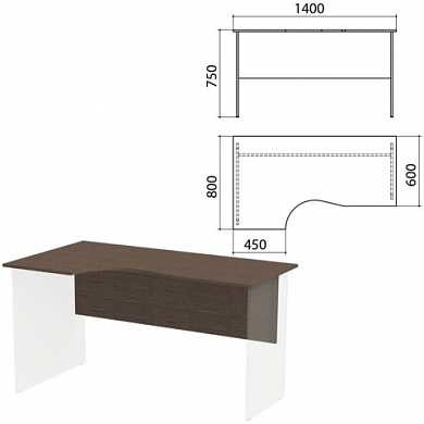 Столешница, царга стола эргономичного "Канц" 1400х800х750 мм, левый, цвет венге, СК36.16.1 (арт. 640536)