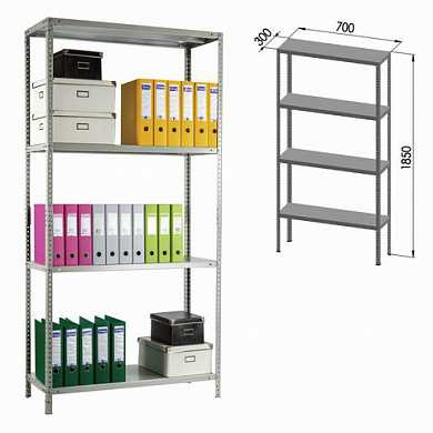 Стеллаж металлический ПРАКТИК "MS KD", сборная стойка, 1850х700х300 мм, 4 полки, MS 185/70х30/4 (арт. 290963) купить в интернет-магазине ТОО Снабжающая компания от 34 496 T, а также и другие Стеллажи универсальные на сайте dulat.kz оптом и в розницу