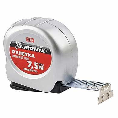 Рулетка Magnetic, 7,5 м х 25 мм, магнитный зацеп MATRIX (арт. 31012)