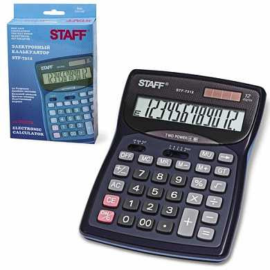 Калькулятор STAFF настольный STF-7312, 12 разрядов, двойное питание, 185х140 мм (арт. 250190)