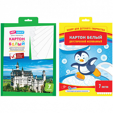 Картон белый двусторонний A4, ArtSpace, 7л., мелованный, в папке с европодвесом (арт. Нкм7б_1093) купить в интернет-магазине ТОО Снабжающая компания от 637 T, а также и другие Картон белый в наборах на сайте dulat.kz оптом и в розницу